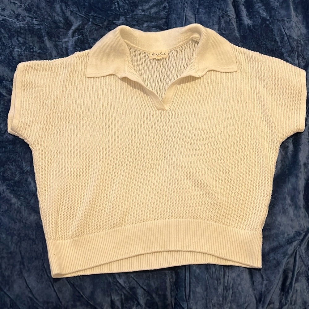Marled short sleeved sweater
